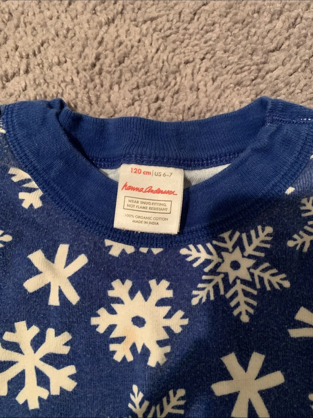 EUC Hanna Andersson Blue and White Snowflake Pajama Set